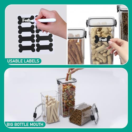 3 Set Pet Food Storage Containers, Airtight Dog Food Storage Container with Locking Clips, Dog Treat Container with a Stickers & Pen for Customizing,Suitable for Pet,Bird Seeds,Dog & Cat Treats - color: Assorted set