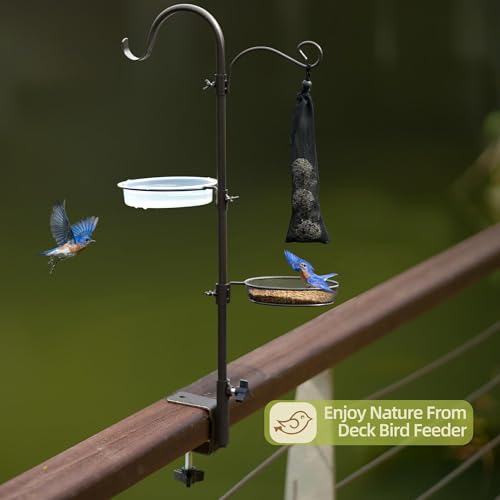 ERYTLLY Deck Hook Bird Feeder Pole Bird Feeder Porch Multi Hook Bird Feeding Station Kit Multi Feeder Hanging Kit Premium Bird Bath for Attracting Wild Birds Bird Feeder Planter Hanger - size: 32.2 Inch