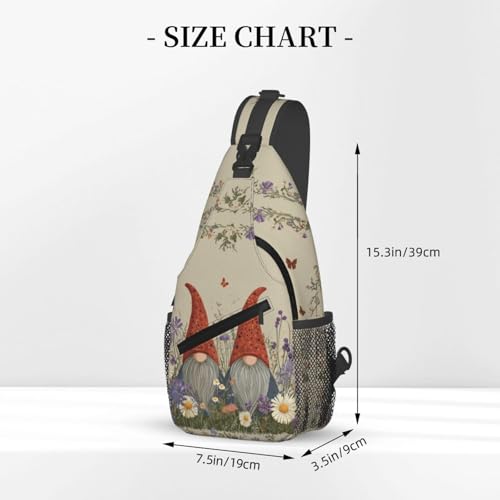 Gnomes Sling Bag for Women, Crossbody Bag Daisy Flower Butterfly Sling Backpack for Men, Casual Shoulder Bags Lightweight Gym Outdoor Sports Travel Hiking Fishing Daypack - color: Gnomes