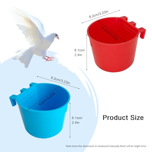 30 Pcs Cage Cups Birds Feeders Bowl Chicken Feeding Watering Dish Hanging Wire Cages Box Coop Cups for Pet Parrot Parakeet Gamefowl Poultry Pigeon and Quail（Blue and Red） - size: 30 pcs
