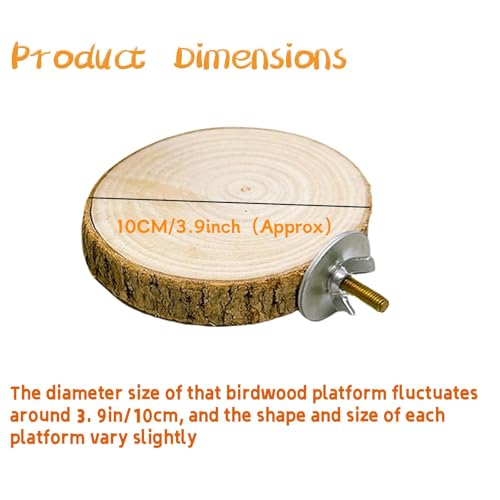 Hamiledyi 3PCS Perch Platform for Bird Cage Natural Round Wooden Stand Platform Bird Toy for Parakeet Cockatiel Parrot Budgie Sparrow Hamster Canary Bears - size: 3.9in