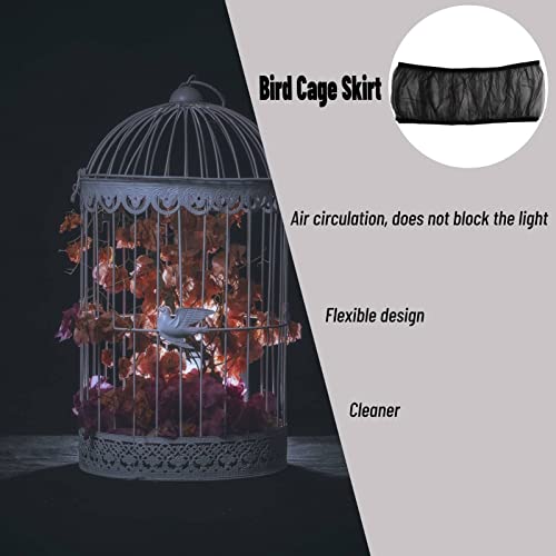Hakeeta Bird Cage Skirt, Mesh Bird Seed Catcher, Airy Net Cover, Soft Nylon Ventilated Skirt Traps Seed Guard for Parrots with Adjustable Drawstring (Large Size-XL, Black) - color: Black