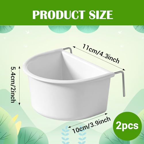 2 Pack Bird Feeder Hanging Cups Plastic Bird Food Bowls Universal Cage Accessories Water Food Dispenser for Parrots Small Birds Parakeets Birds Feeder