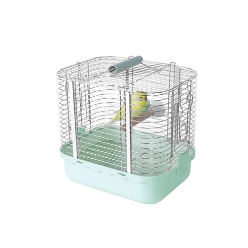 Bird Carrier Travel Cage, Durable Portable Stainless Steel Birdcage with Bird Perch & Feeding Bowl for Parrots Canaries Budgies Lovebirds Conures Cockatiels (Small Light Green) - size: Small light green