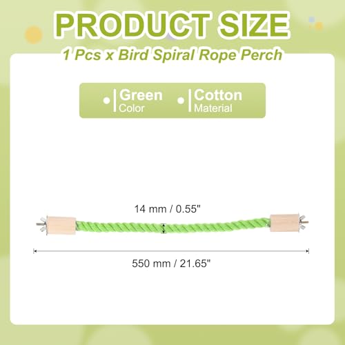 Bird Rope Perch Swing, Stand Rope Perch Standing Pole Accessory Climbing Swing Paw Grinding 22 Inch, (Light Green) Intended for Parrot/Parakeet/Budgies/Cockatiels/Lovebirds - color: Light Green, size: 22 Inch