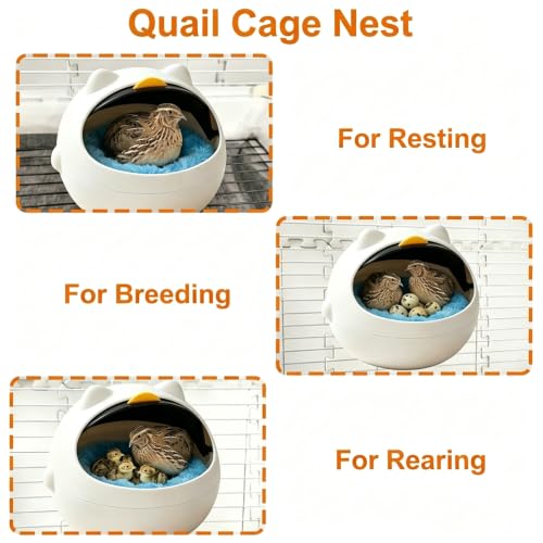 Quail Nesting Box, Space Capsule Quail House with Interactive Door, Cozy Detachable Tabletop Bird Hut for Cage, Nido para Pajaritos for Quail, Parakeet, Pigeon, Small Bird