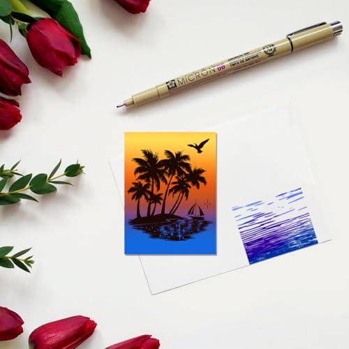 CHGCRAFT 4 Pcs Landscape Silhouette Pattern Clear Stamps Tree Branches Seaside Beach Silicone Stamp Seal for DIY Scrapbooking and Card Making Paper Craft Decor 6.3 × 4.3 Inch - style: Landscape Silhouette