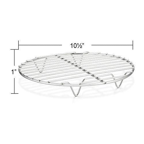 E-far 10½ Inch Round Cooling Cooking Racks, Stainless Steel Round Steaming Baking Rack Set of 2, Multi-Purpose for Canning Air Fryer Pressure Cooker, Dishwasher Safe - size: 10.5"