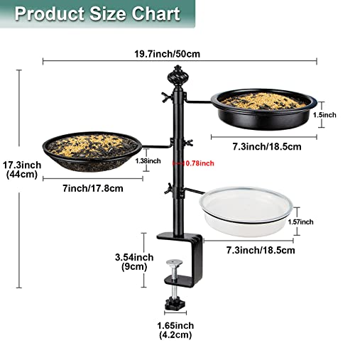 Balcony Bird Feeders for Outdoors and Deck Railing, 3-Trays, Black | Heavy Duty Metal, Durable & Sturdy, Decoration for Outdoors & Garden, Enhanced Version, Birthday Gifts for Women Men Mom Dad - style: 3 Trays