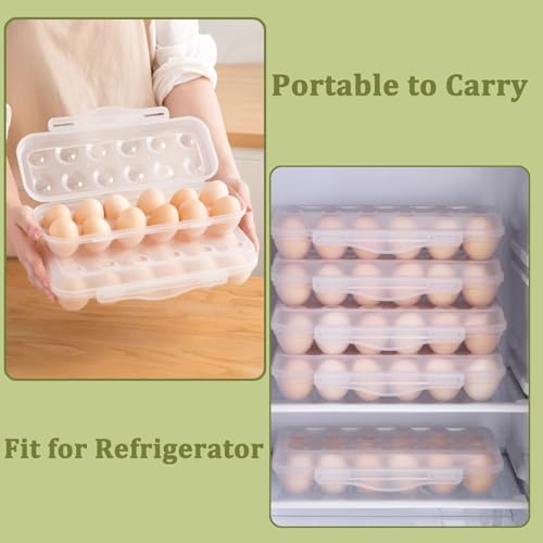 18 Grid Egg Container for Camping, 2 Packs Refrigerator Egg Rack Holder Plastic Storage Box Organizer with Lid for Refrigerator Camping Hiking Outdoor Activities