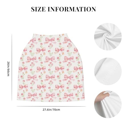 Pink Bow Rose Baby Car Seat Covers for Girls, Pink Baby Stuff Carseat Canopy Stretchy Infant Carseat Cover Shower Gifts - color: bow