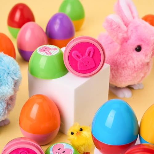 JOYIN 24Pcs Easter Egg Stampers Toys for Easter Eggs Hunt Game, Basket Stuffers Fillers, Stamps Gifts, Kids Party Favor, Classroom Prize Supplies - style: bunny
