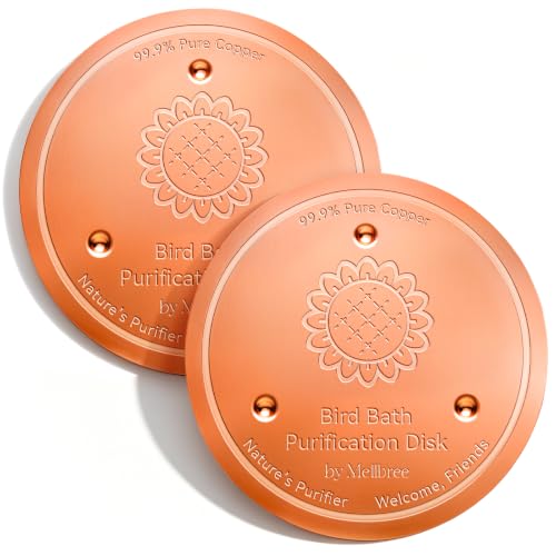 Mellbree 2-Pack Bird Bath Copper Disc, 0.6mm Reinforced 99.99% Pure Copper Cleaning Disk with Triple-Point Support for Physical Safe Clean Water, Universal Fit for Outdoor Birdbath, Bowl (Sunflower) - color: Copper Sunflower
