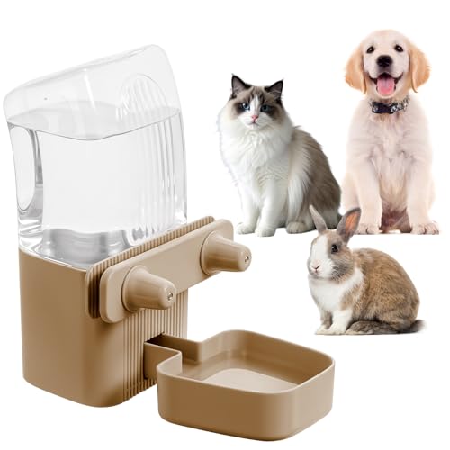 Kenond 50oz Rabbit Water Dispenser,Pet Dog Water Bottle for Crate Cage | Auto Water Bottle for Ferret,Cat,Dog and Other Animals, Compatible with Widemouth Cages, Wire Cages and Crate,dog crate water - color: Brown
