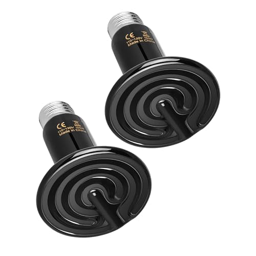 Simple Deluxe 150W Ceramic Heat Emitter 2 Pack Reptile Heat Lamp No Light Emitting Heat Bulbs for Amphibian Terrarium, Bearded Dragon Lizard Snake Turtle, Brooder Coop Incubating Chicken - size: 150 Watts, style: D-75mm-2 Pcs