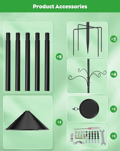 Bird Feeder Pole,92 Inch Bird Feeder Stand,Heavy Duty House Poles with Squirrel Proof Baffle, (House Not Include)