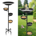 Bird Bath for Outside, Metal Freestanding Birdbaths with Bath Bowl and Seed Bowl, Hummingbird Feeders for Outdoors Garden Patio Yard Lawn Decor, Black, Gifts for Mom Dad, Gifts for Women Men