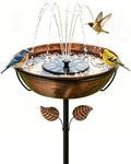 Metal Bird Bath with Solar Fountain for Outside, 3" Deep Removable Bowl Easy to Clean, Solar Powered Birdbaths with 5-Prong Stake, Outdoor Solar Bird Bath for Yard Lawn Decor, 1.4 Gallon