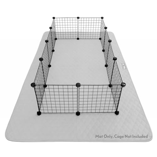 Paw Inspired 80x50 Inch Playpen Mat, Fleece Cage Liner, Light Gray | Super Absorbent, Waterproof Non-Slip Bottom, Play Pen Pad for Dogs, Rabbits, Guinea Pigs, Hamsters, Small Animals, Pets - color: Light Gray