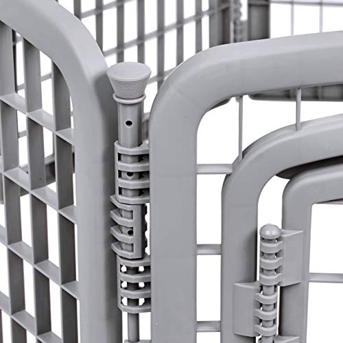 Amazon Basics 8-Panel Octagonal Plastic Dog Playpen, Indoor/Outdoor Pet Fence with Gate, Exercise Pen for Puppies and Small Animals, 28 inches, Grey - color: Grey, size: 28-Inch