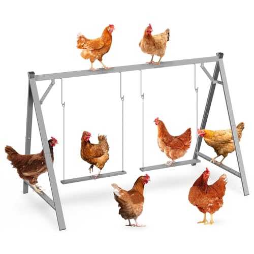 Chicken Perches with Swing, Chicken Roosting Bars for Coop Accessories | Activity Play Toys for Pet's Health & Happy, Sturdy Metal.