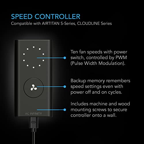 AC Infinity AIRTITAN S3, Ventilation Fan 150mm with Speed Controller | IP-55 Rated for Crawl Space, Basement, Garage, Attic, Shed, Hydroponics, Grow Tents - size: Small, Speed Controller