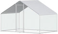 Large Metal Chicken Coop 118x78x78 in, Walk in Run with Cover | Walk-in chicken run with galvanized steel frame, waterproof UV-resistant cover, lockable door, and full-coverage wire mesh - color: 1-Unit Coop
