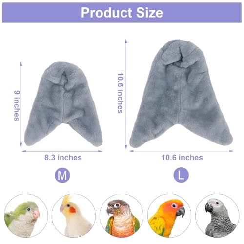 Wontee Cozy Bird Blanket Parrot Cage Snuggle Hut Warm Bird Nest House Bed Hanging Hammock for Parakeet Cockatiel Conure African Grey (Medium, Grey) - size: Medium