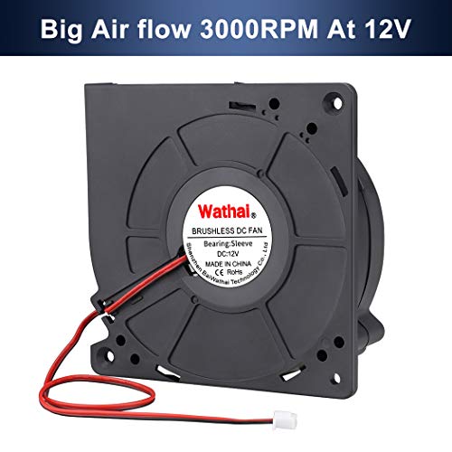 Wathai 120mm x 32mm 12V Brushless Cooling Blower Fan DC Centrifugal Fan 2p | High Airflow 3000RPM blower fan 12v for PC Computer Case, PSU, Car Audio, RV Fridge - style: 120x32mm 12V