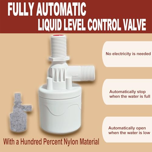 Chicken Waterer Float Valve Kit - Top Inlet, Compatible with Various Chicken Water Cups & Nipples, Includes Fixing Clip, 4 Hose Clamps, Raw Tape, 1/2 to 3/4 Inch Adapter