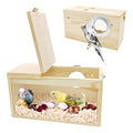 BNOSDM Parakeet Nesting Box Transparent Bird Nest Breeding Box with Perch Wood Bird House for Cage Cockatiel Budgie Lovebirds Conure Finch Parrot Small to Medium Birds (M) - size: Medium