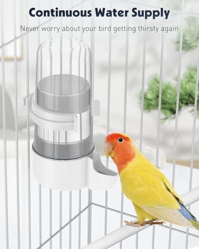 Pawfly Auto Bird Waterer, 2-Pack Cage Dispenser Feeder for Parrots, Hamsters - Small Bird Accessories for Cockatiel, Budgie, Lovebirds (White/Blue) - size: 2PCS