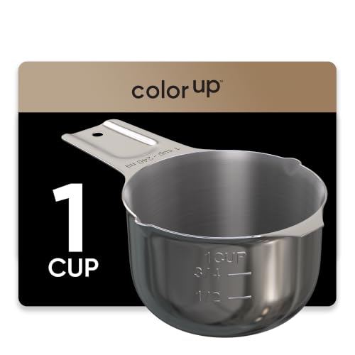 Color Up 1 Cup Measuring Cup (240 ml) – Premium Chrome Stainless Steel, Accurate for Wet & Dry Ingredients, Embossed Markings, Easy-Pour Spouts, Dishwasher-Safe, Kitchen Essential - size: 1 Cup (240 ml) Chrome