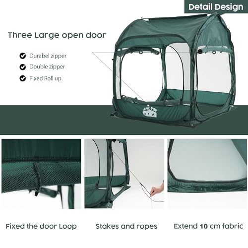 ANC POP Portable Chicken Run, Pop Up Chicken Tent for Small Animals Outdoor Gardening Net with 3 Doors and Handbag, Easy to Install and Storage, Green (40 x 40 x 45) - size: 40 x 40 x 45"