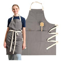Chef Aprons for Women with Pockets, Adjustable Bib Aprons for Cooking - color: Charcoal