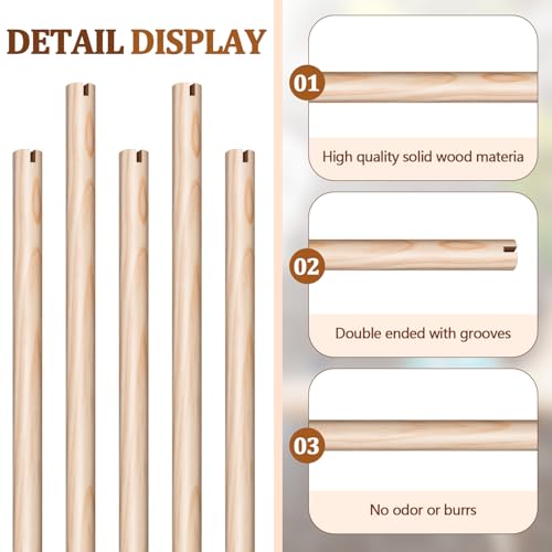 Sintuff 8 Pcs Bird Perches for Cage Accessories, Wooden Perch Rods Replacement with Double Head Slots, 0.6 Inch Diameter Natural Wood Stand for Parrot Macaw Cockatoo Parakeet (24 Inches) - size: 24 Inches