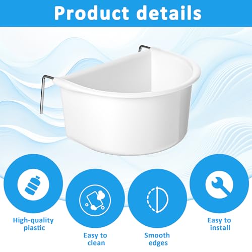 2 Pack Bird Cage Feeder, Plastic Hanging Feeder Cup with Metal Hooks Food and Water Dispenser Bowl for Small Birds Parakeet