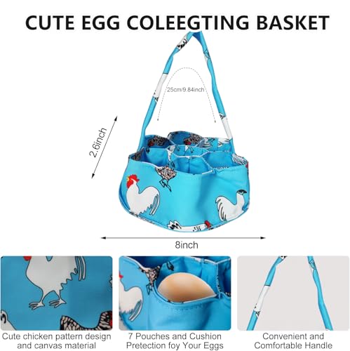 2 Pcs Egg Collecting Apron Chicken Gathering Basket with 7 Pouches Fresh Egg Holding Apron with 11 Pockets - color: Blue Type 02
