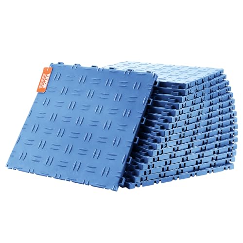 VEVOR Garage Floor Tiles 12 x 12 x 0.53 inch, Interlocking Design Ease of Installation Double-Sided Texture Non-Slip Sturdiness, for Garages, Basements, Repair Shops, Blue, 50 Pack | Easy Installation Double-Sided Texture Non-Slip Sturdiness, Polypropylen