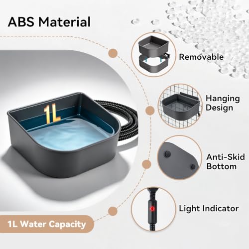 Heated Water Bowl for Cats, Outdoor Anti-Freeze Pet Thermal Bowls for Chickens Rabbits Birds, Hanging Small Dog Winter Warm Dish, Heating Bird Baths Feeder Bowl, Detachable Shell, Grey 1L - size: 1L(Grey)