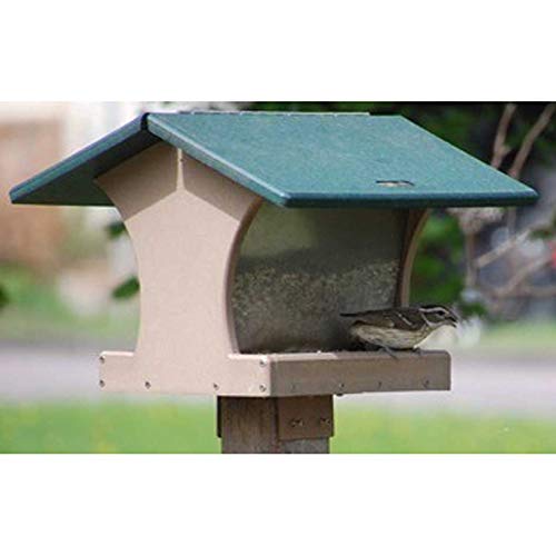 Birds Choice SN200 Two-Sided Hopper Feeder, Recycled Bird Feeder, Medium, Taupe/Green | Recycled Poly Lumber Construction, Easy to Fill and Clean, Weather-Resistant for Year-Round Backyard Feeding - style: Taupe/Green