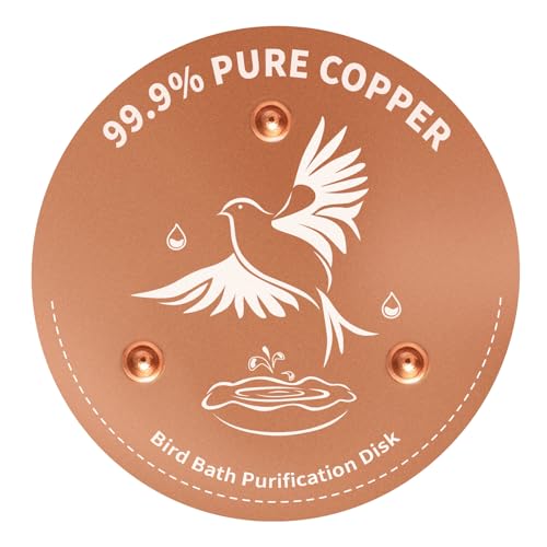 1-Pack 99.9% Pure Copper Bird Bath Purification Disk, 0.6mm Bird Bath Copper Disk with Triple-Point Support, All-Season Copper Plate Copper Disc for Outdoor Bird Bath, Bowl - color: Bird Bath Copper Disk - 1 PACK