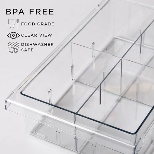 BINO | Pull-out Fridge Organizer | THE HANGER COLLECTION | Fridge Drawer Organizer with 2 Dividers | Clear Pantry Drawer Organizers | Shelf Holder Storage Drawers for Fruits, Veggies & Drinks