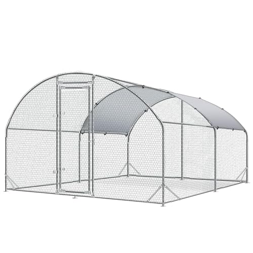 4ever2buy Metal Chicken Coop, 9.5x13 FT Walk-in Chicken Run Pen Poultry Cage, Water-Resistant & Anti-UV Cover, Large Chicken Coop for 12-15 Chickens - size: 154.8"L x 114.2"W x 76.0"H