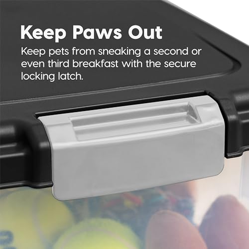 IRIS USA Dog Food Storage Container 30 lb + 11lb Airtight Combo, Stackable Pet Food Storage Bin with Wheels for Cat Dog Food, BPA Free, Made in USA, Black | Stackable Pet Food Plastic Storage Bins with Wheels for Cat and Dog Food, Made in USA - color: Bla