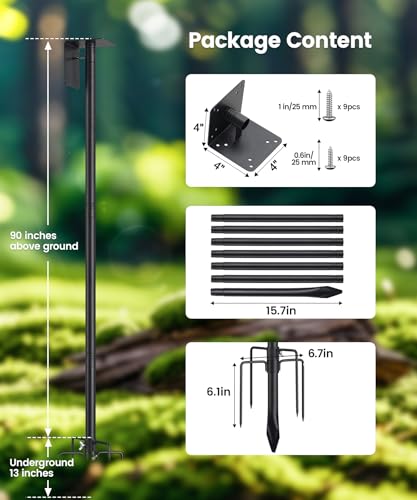 2 Pack Bird House Pole, 102 inch Heavy Duty Bird Feeder Pole for Outdoors | 1 inch Adjustable Tall Bird Feeder Stand for Backyard Garden Wild Bird Watching, Metal Mounting Post Kit with 5 Prongs Base - size: 102" (2 Pack)