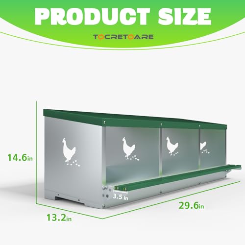 TOCRETOARE Chicken Nesting Boxes, 3 Hole Nesting Box for Laying Eggs, Heavy Duty Metal Nest Boxes for Chicken and Poultry to Collect Eggs, Chicken Laying Boxes Hens Chicken Coop Box - size: 29.0"L x 17.0"W x 14.0"H