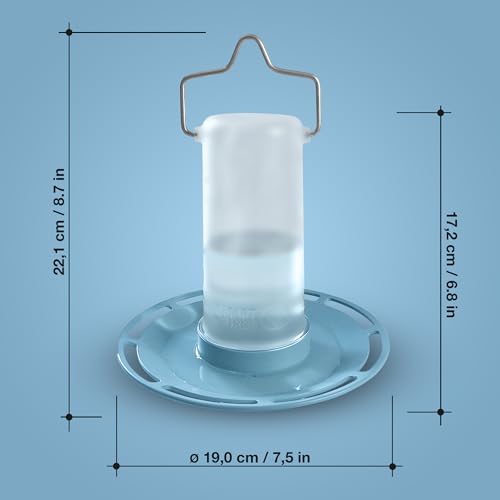 SWISSINNO Bird Drinker “Zug” Light Blue – UV Resistant Bird Water Dispenser Made of Durable PC and ASA Plastic – Outdoor Balcony Garden Terrace – Long Lasting and Easy to Clean