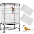 Daoeny 2PCS Bird Cage Seed Catcher, Large Bird Cage Cover, Adjustable Soft Airy Nylon Mesh, Birdcage Cover Skirt Seed Guard for Parrot Parakeet Macaw Round Square Cages (White & White) - color: White & White