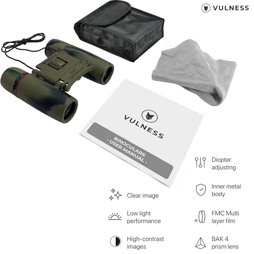 VULNESS Binoculars for Adults, Small Mini Travel Essentials, 8X21, Camo | Compact Binoculars for Camping, Cruise Ship, Hiking Gear, Bird Watching, Norwegian, Alaska, Costa Rica, Must Haves, Gifts - color: Camo